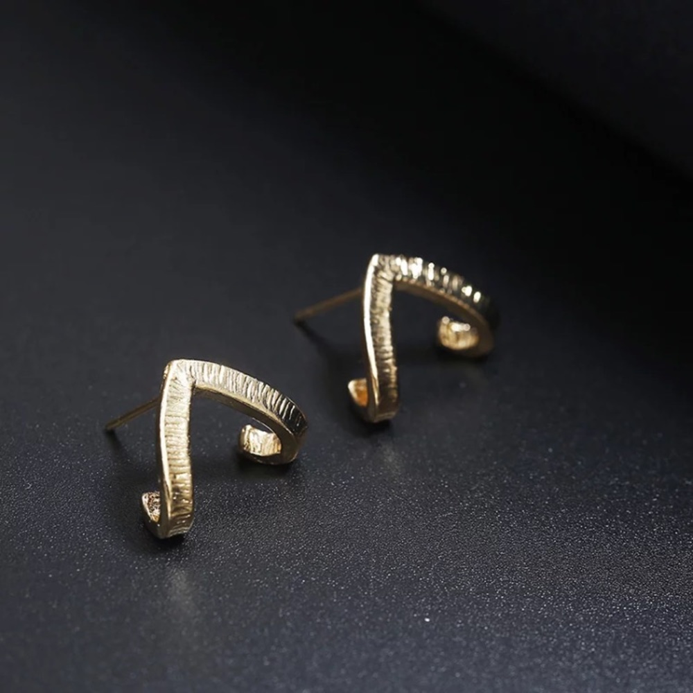 5/$25 Gold V Shaped Cuff Stud Earrings - Picture 5 of 7